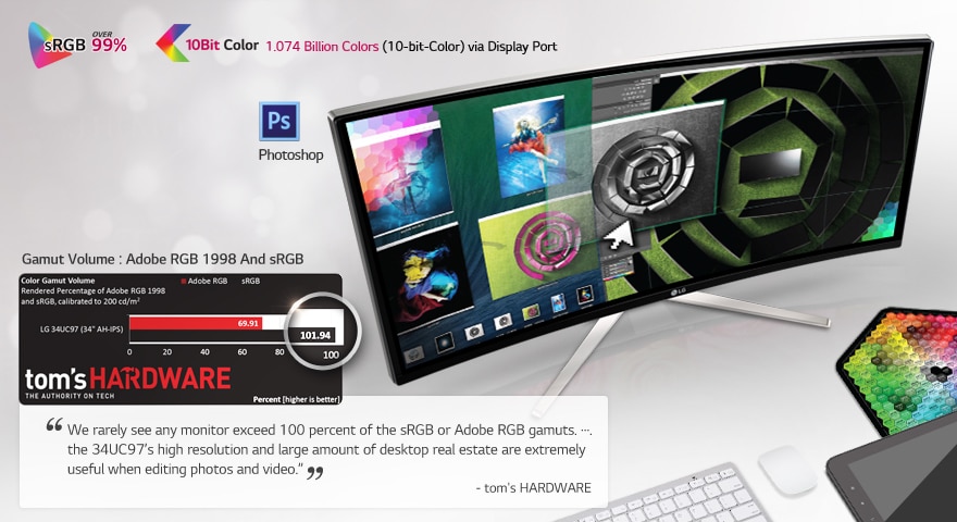 پالت رنگی 34UC97؛ به وسعت  دنیای واقعی